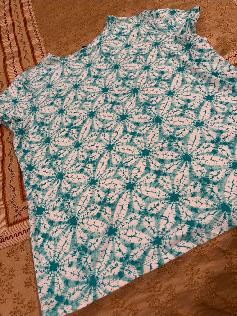 Isaac Mizrahi Live! Turquoise and White Tie-Dye Tee